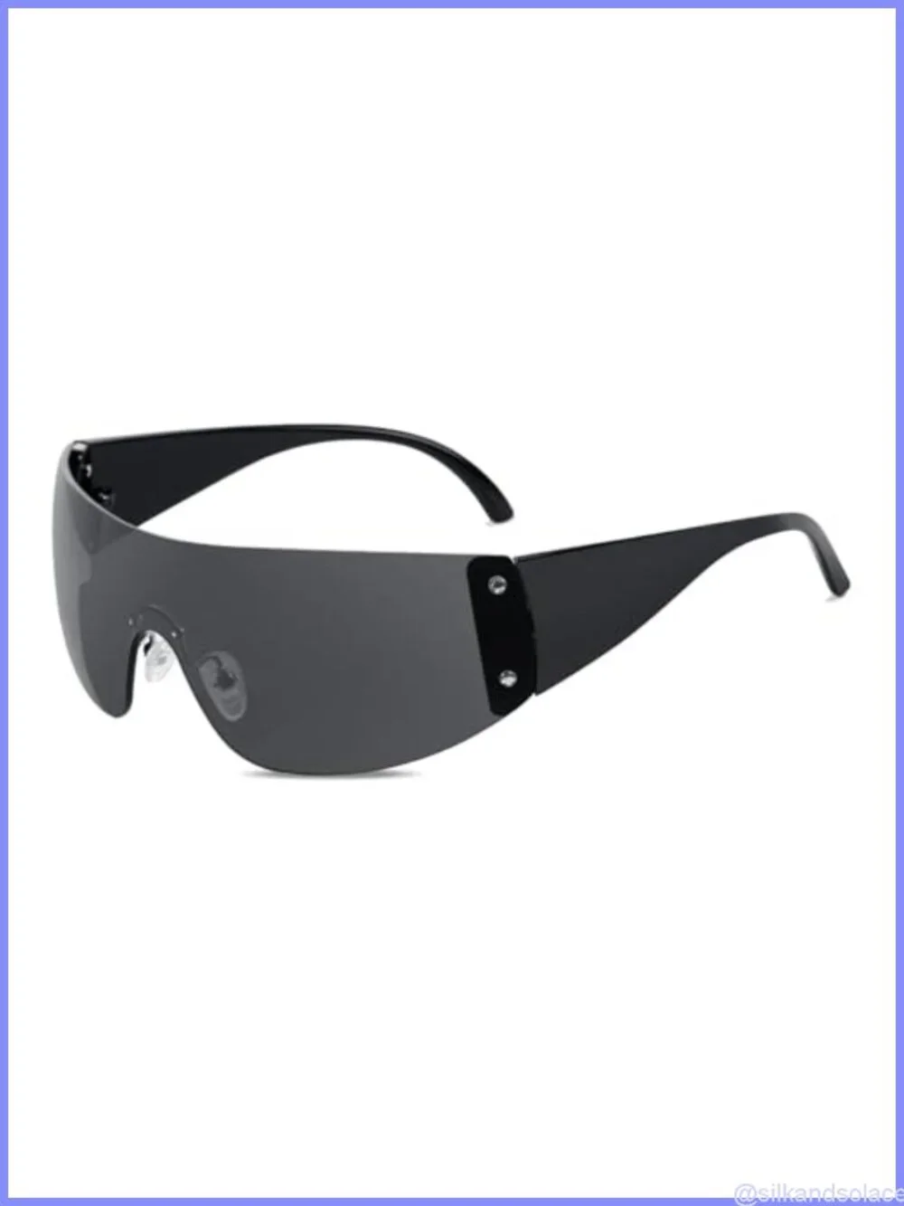 Lystaii Oversized Wrap Around Futuristic Sunglasses PC Frame, Rimless Retro Y2K